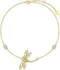 wholesale 14K Gold Dragonfly Charm Bracelet with CZ Stones - Witch's Knot Design for Women-0-0