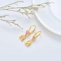wholesale Gold 925 Sterling Silver Pink Heart Dog Pendant Drop Earrings  for Women Girls-0-4