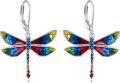 wholesale 925 Sterling Silver Dragonfly Dangle Drop Earrings with Multi-Color Stones for Women Girls Mom Daughter Gifts-0-0