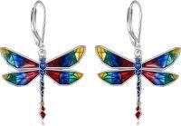 wholesale 925 Sterling Silver Dragonfly Dangle Drop Earrings with Multi-Color Stones for Women Girls Mom Daughter Gifts-dragonfly earrings