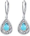wholesale 925 Sterling Silver Heart Turquoise Earrings Vintage  for Women Girls-0-0