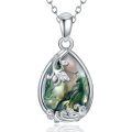 wholesale 925 Sterling Silver Green Moss Agate Teardrop Pendant Necklace for Women - Nature Inspired s-0-0