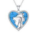 wholesale 925 Sterling Silver Heart-Shaped Horse Head Pendant with Blue Stone and Rope Border Necklaces for Women Girls s-0-0