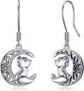 wholesale 925 Sterling Silver Celtic Fox on the Moon Drop Earrings - Cute Gifts for Women-0-0