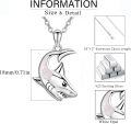 wholesale 925 Sterling Silver White Fire Opal Shark Moon Pendant Necklace for Women-0-5