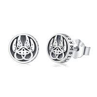 wholesale 925 Sterling Silver Black Onyx Zircon Celtic Viking Stud Earrings Hypoallergenic Punk Gothic Jewelry for Women Men-Bear Claw-Bear Claw