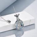 wholesale 925 Sterling Silver White Gold Plated Tree Of Life Blue Crystal Cremation Urn Pendant Necklace-0-2