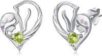 wholesale 925 Sterling Silver Horse Birthstone Stud Earrings for Women-08-Aug-Lab Created Peridot