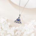 wholesale 925 Sterling Silver Blue Crystal Evil Eye Triangular Celtic Knot Pendant Necklace for Women-0-4