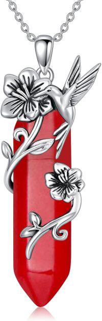 wholesale Sterling Silver Quartz Hummingbird Necklace Gift for Women Mom-Silver