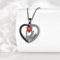 wholesale 925 Sterling Silver & Red Zirconia Skeleton Hand Necklace with Heart Skull Pendant Gothic Jewelry Gift-0-2