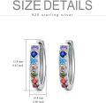 wholesale 925 Sterling Silver Rainbow Crystal Hoop Earrings with 6 Healing Stones for Women-0-4