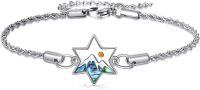 wholesale 925 Sterling Silver Abalone Shell Mountain Star of David Compass Bracelet-Star of David & Mustard Seed