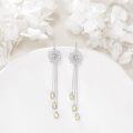 wholesale 925 Sterling Silver Daisy Flower Chain Tassel Threader Dangle Drop Earrings for Women-0-4