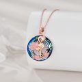 wholesale Rose Gold 925 Sterling Silver Pink Flamingo Blue Crystal Pendant Necklace-0-2