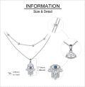 wholesale 925 Sterling Silver Hamsa Hand Pendant Double Chain Necklace s for Women-0-4