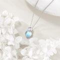 wholesale 925 Sterling Silver Heart-Shaped Cat with Opal Stone Pendant Necklace for Women-0-3