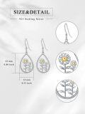 wholesale 925 Sterling Silver Teardrop Daisy Flower Drop Earrings with Gold Accents for Women-0-1