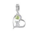 wholesale 925 Sterling Silver Blue Sapphire Moon Heart Cow Charm Pendant-0-14