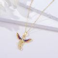 wholesale 14K Gold Enamel Phoenix Pendant Necklace with Stones - Unique Nirvana Bird s for Her-0-4