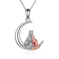 TOUPOP Sterling Silver Abalone Shell Crystal Fox Wolf Necklace-0-0