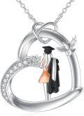 wholesale 925 Sterling Silver Graduation Necklace with Heart Shape Class of 2025 Inspirational Jewelry for Women-0-0