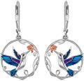 wholesale 925 Sterling Silver Enamel Hummingbird Leverback Drop Dangle Earrings Gift-0-0