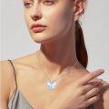 wholesale 925 Sterling Silver White Opal Butterfly Pendant Necklace Minimalist Charm s for Her-0-3