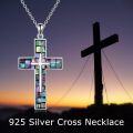 wholesale 925 Sterling Silver Abalone Shell Cross Pendant Necklace - Unique Handcrafted Gift for Women-0-5