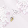 wholesale 925 Sterling Silver Heart-Shaped Honeycomb with Bee and Flower Drop Earrings - Gift for Her-0-3