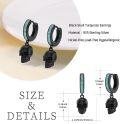 wholesale 925 Sterling Silver Turquoise Black Skull Huggie Hoop Dangle Earrings-0-2