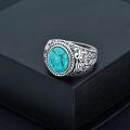 wholesale 925 Sterling Silver Men's Turquoise Rings Wholesale With Intricate Scroll Design-0-2
