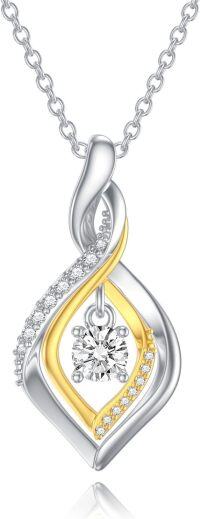 wholesale 18k Yellow and White Gold Plated 925 Sterling Silver Natural Diamond Infinity Pendant Necklace for Women s F-G-I1-I2-Infinity Necklace-2