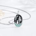 wholesale 925 Sterling Silver Turquoise Forest Moon Cat Pendant Necklace for Women-0-2