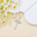 wholesale 925 Sterling Silver Butterfly Infinity Cross Pendant Necklace with Cubic Zirconia and Chain for Women Girls  43cm Length-0-3
