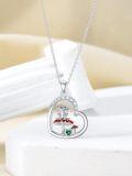 wholesale 925 Sterling Silver Frog on Mushroom Heart-Shaped Pendant Necklace for Women and Girls-0-3