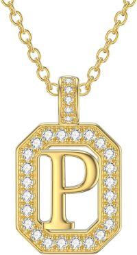 wholesale 14K Gold Moissanite A Z Letter Pendant Necklace for Women 16+2 -P