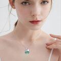 wholesale 925 Sterling Silver Four-Leaf Clover Pendant with Green Crystals and Adjustable Chain - Fidget Spinner Style Necklaces for Women Girls Gifts-0-2