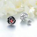 wholesale 925 Sterling Silver Red CZ Flower Stud Earrings Gifts for Girls/Wife/Mom/Birthday/Christmas-0-4