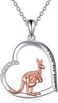 wholesale 925 Sterling Silver Kangaroo Mom and Baby Love Forever Heart Pendant Necklace for Women Girls Gifts-0-0
