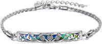 wholesale 925 Sterling Silver Scottish Thistle Abalone Shell Bar Pendant Bracelet  for Women-A-Scottish Thistle
