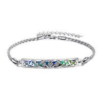 wholesale 925 Sterling Silver Scottish Thistle Abalone Shell Bar Pendant Bracelet  for Women-A-Scottish Thistle