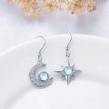 wholesale 925 Sterling Silver Moonstone Star & Crescent Dangle Huggie Earrings-0-3
