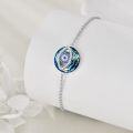 wholesale 925 Sterling Silver Evil Eye Blue Swarovski Crystals Ankle Anklet for Women - Adjustable Foot Jewelry-0-2