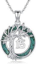 wholesale 925 Sterling Silver Turquoise Tree of Life 15th Birthday Pendant - Hypoallergenic Nickel-Free 20mm Gift-0-0