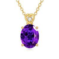 wholesale 14k Gold Amethyst Pendant Necklace-Amethyst
