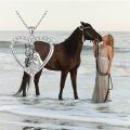 wholesale 925 Sterling Silver Heart-Shaped Horse Pendant Necklace  for Women and Girls-0-1