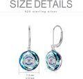 wholesale 925 Sterling Silver Round Blue Crystal Evil Eye Drop Earrings for Women-0-5