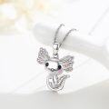 wholesale 925 Sterling Silver Angel Fish Charm Necklace with Pink Crystal Wings Pendant Jewelry for Women Girls Gifts-0-1