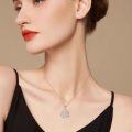 wholesale 925 Sterling Silver Highland Cow Rose Heart Pendant Necklace for Women Gifts-0-1